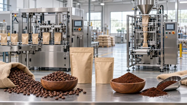 Coffee beans grounds premade pouch and VFFS machine selection comparison