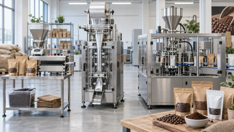 Different types of industrial coffee packaging machines for bags and pouches